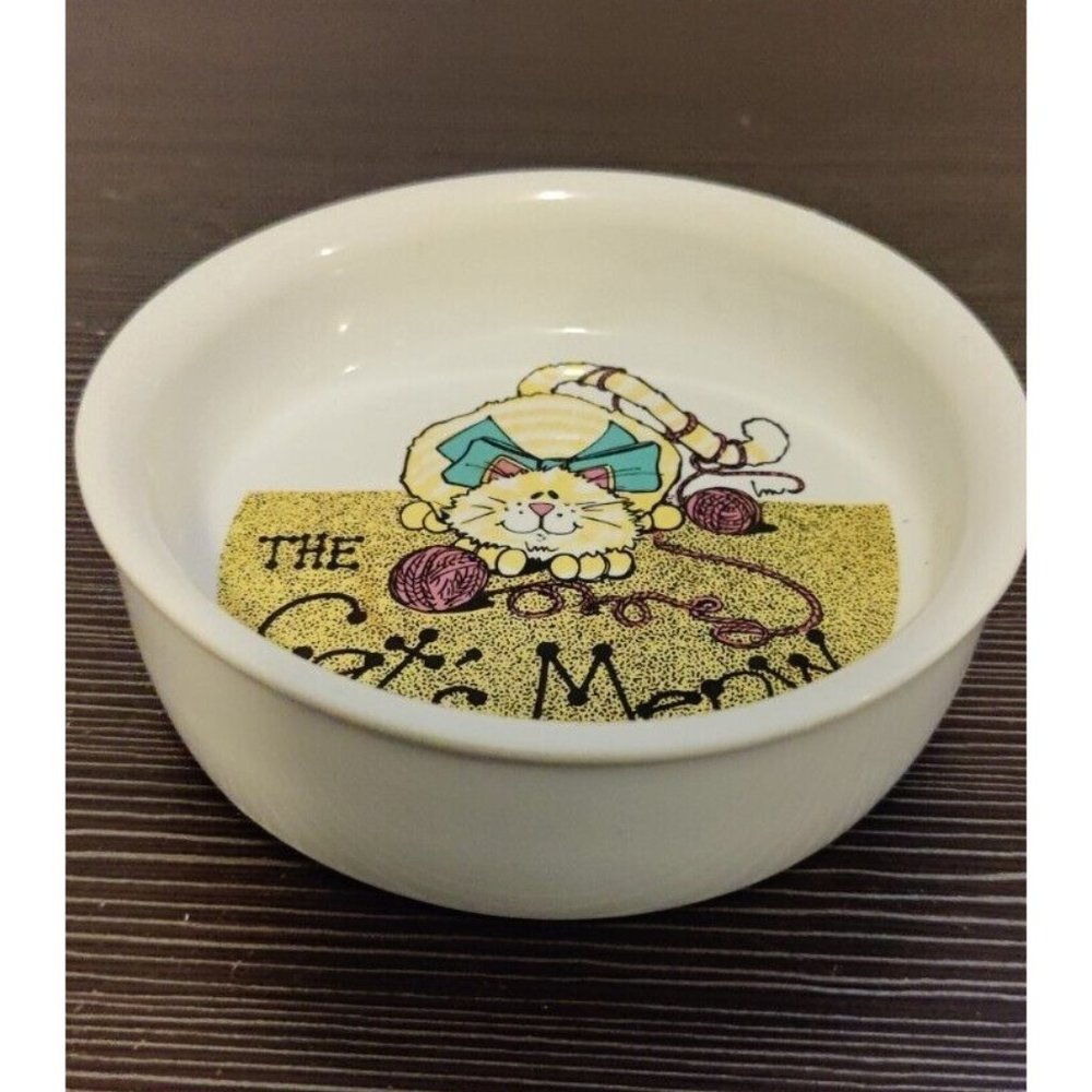 Vintage Single Cat Pet Food Water Dish 'The Cat's Meow/ EUC - Picture 2 of 4